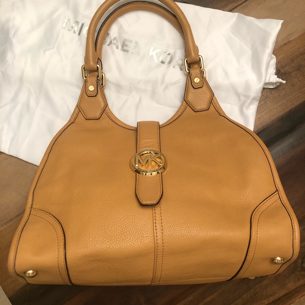 Michael Kors Soft Leather Camel Color Handbag - image 7